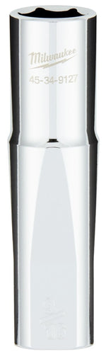 MILWAUKEE Milwaukee 45-34-9127 Socket, 9/16 in Socket, Deep Socket, 1.02 in OAL, 1/2 in Drive, 6-Point, Chrome Vanadium Steel