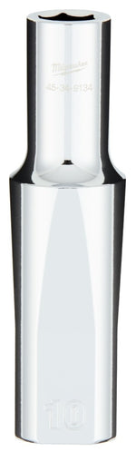 MILWAUKEE Milwaukee 45-34-9134 Socket, 10 mm Socket, Deep Socket, 0.85 in OAL, 1/2 in Drive, 6-Point, Chrome Vanadium Steel