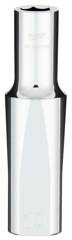 MILWAUKEE Milwaukee 45-34-9134 Socket, 10 mm Socket, Deep Socket, 0.85 in OAL, 1/2 in Drive, 6-Point, Chrome Vanadium Steel