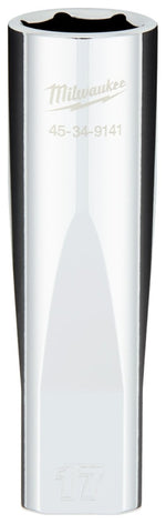 MILWAUKEE Milwaukee 45-34-9141 Socket, 17 mm Socket, Deep Socket, 1/2 in Drive, 6-Point, Chrome Vanadium Steel, Chrome
