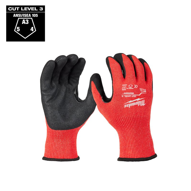 MILWAUKEE Milwaukee 48-73-8632 Dipped Gloves, L, 1 in L, Reinforced Thumb, Elastic Knit Cuff, Nitrile Coating, Nylon, Black/Red