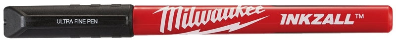 MILWAUKEE Milwaukee INKZALL Series 48-22-3160 Pen, Black, 5.1 in L, Plastic Barrel, Red Barrel
