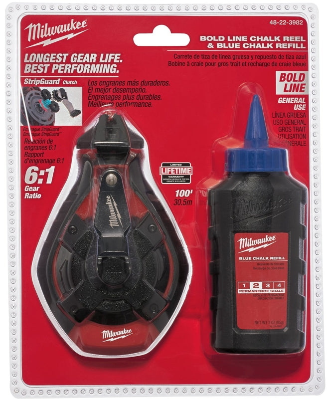 MILWAUKEE Milwaukee 48-22-3982 Bold Line Kit, 100 ft L Line, 6:1 Gear Ratio, Blue Chalk
