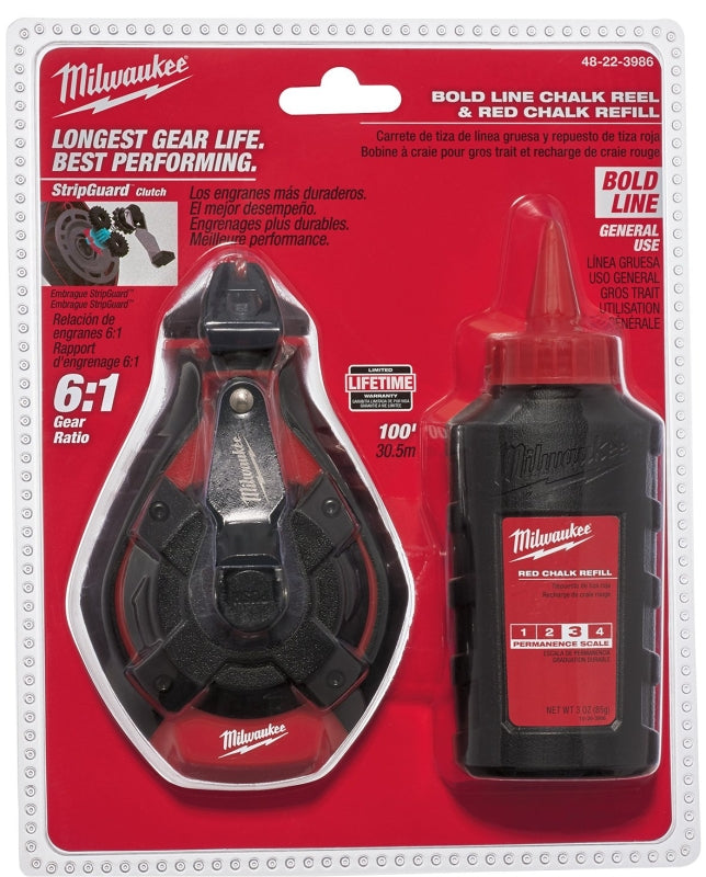 MILWAUKEE Milwaukee 48-22-3986 Bold Line Kit, 100 ft L Line, 6:1 Gear Ratio, Red Chalk TOOLS MILWAUKEE