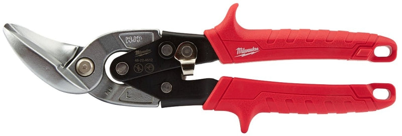 MILWAUKEE Milwaukee 48-22-4542 Aviation Snip, 9-7/8 in OAL, 5 in L Cut, Left Cut, Steel Blade, Comfort-Grip Handle, Red Handle TOOLS MILWAUKEE