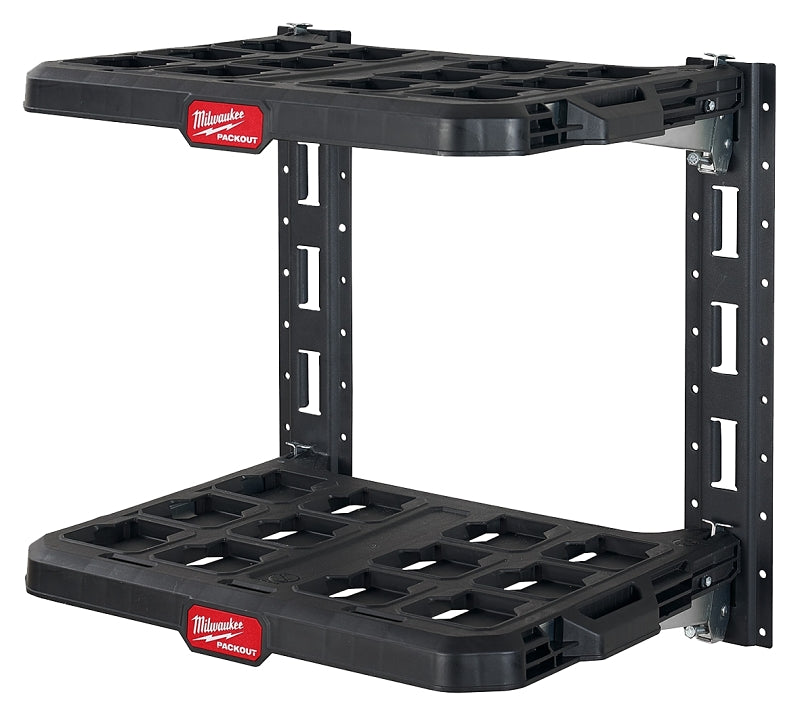 MILWAUKEE Milwaukee PACKOUT 48-22-8480 Racking Kit, 5 lb, 21-1/2 in OAW, 17.6 in OAD, 20 in OAH, 2-Shelf, Metal/Polypropylene