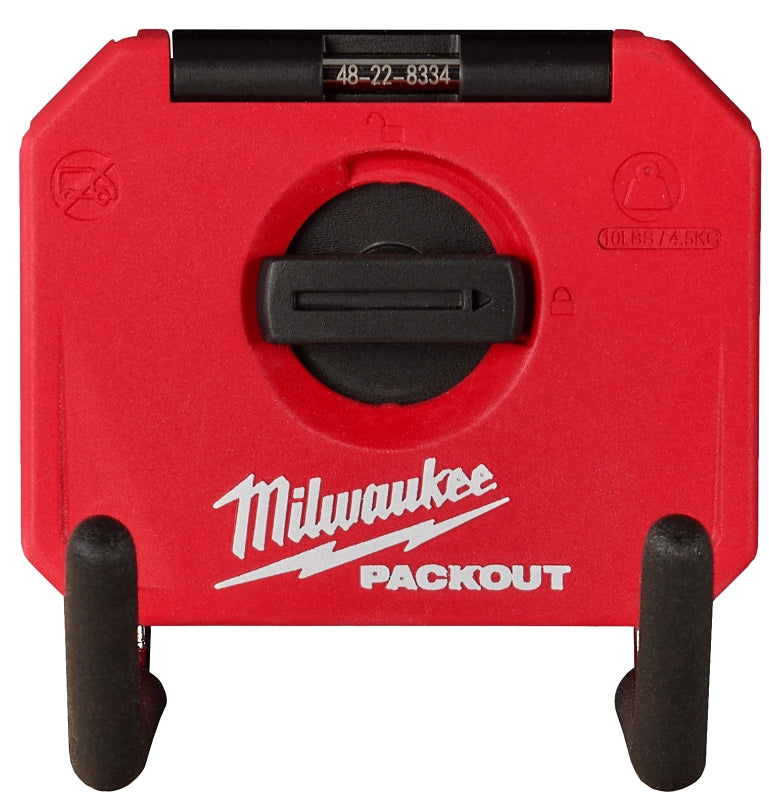 MILWAUKEE Milwaukee PACKOUT 48-22-8334 Straight Hook, 15 lb Load, 4 in L, 3-1/2 in W, 4 in H, Metal/Polymer, Black/Red TOOLS MILWAUKEE
