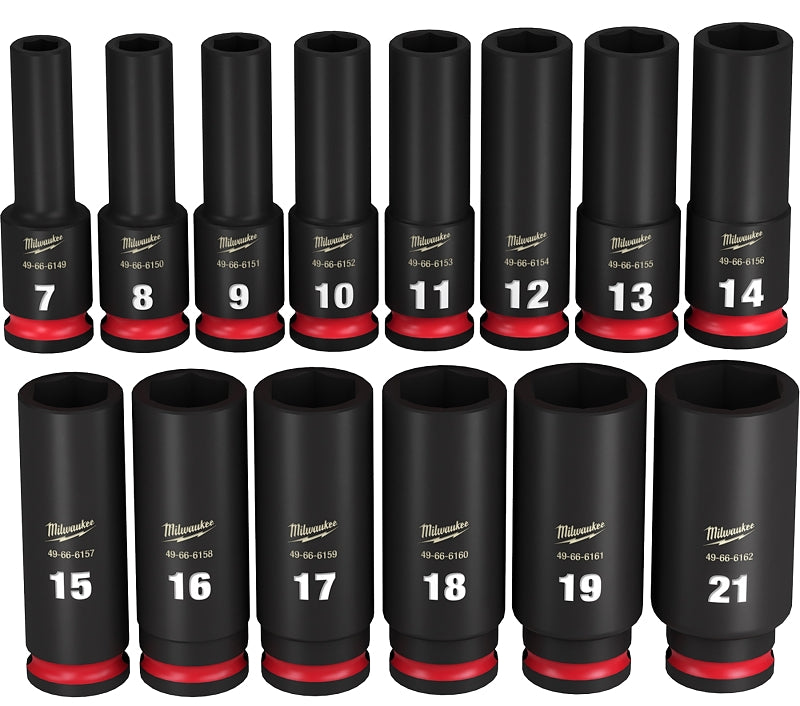 MILWAUKEE Milwaukee 49-66-7008 SHOCKWAVE Impact Duty Series Deep Socket Set, Steel, Black, Includes: (1) Storage Case