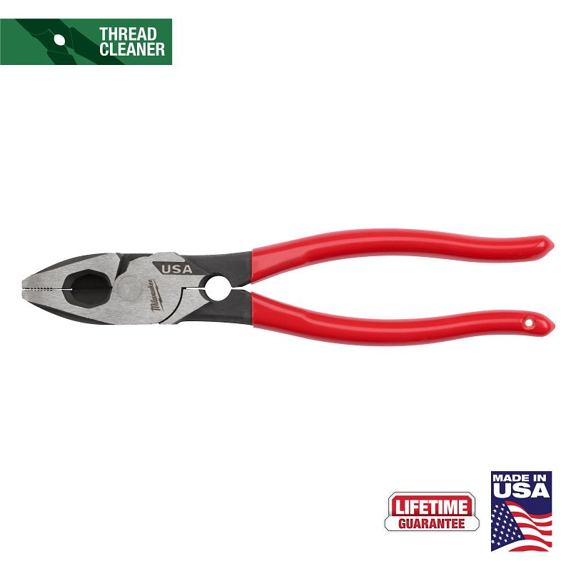 MILWAUKEE Milwaukee MT500T Lineman's Pliers with Thread Cleaner, 9.22 in OAL, 1.39 in Jaw Opening, Red Handle
