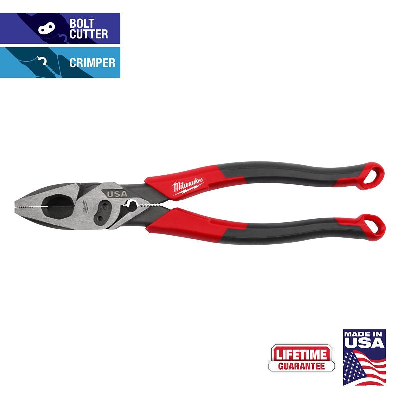 MILWAUKEE Milwaukee MT550C Lineman's Plier, 9 in OAL, 1.39 in Jaw Opening, Black/Red Handle, Comfort Grip Handle, 0.74 in W Jaw ELECTRICAL MILWAUKEE