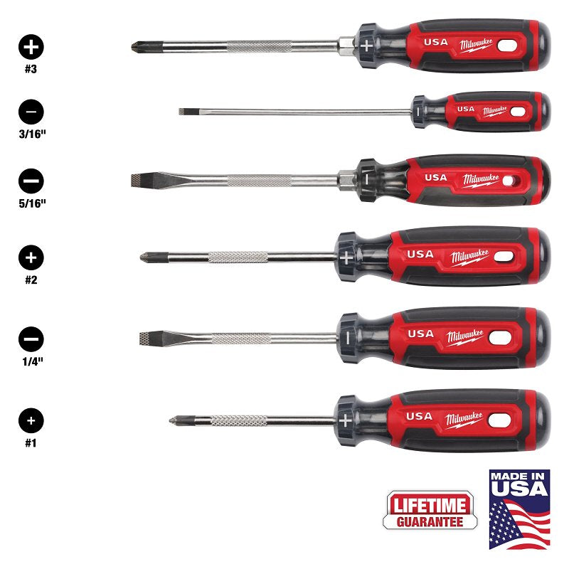 MILWAUKEE Milwaukee MT200-6 Screwdriver Set, 6-Piece, Boron-Infused Steel, Chrome-Plated, Multi-Color HOUSEWARES MILWAUKEE