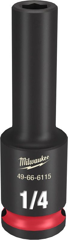 MILWAUKEE Milwaukee SHOCKWAVE Impact Duty 49-66-6115 Deep Impact Socket, 1/4 in Socket, 3/8 in Drive, Square Drive, 6-Point