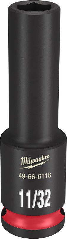 MILWAUKEE Milwaukee SHOCKWAVE Impact Duty 49-66-6118 Deep Impact Socket, 11/32 in Socket, 3/8 in Drive, Square Drive, 6-Point