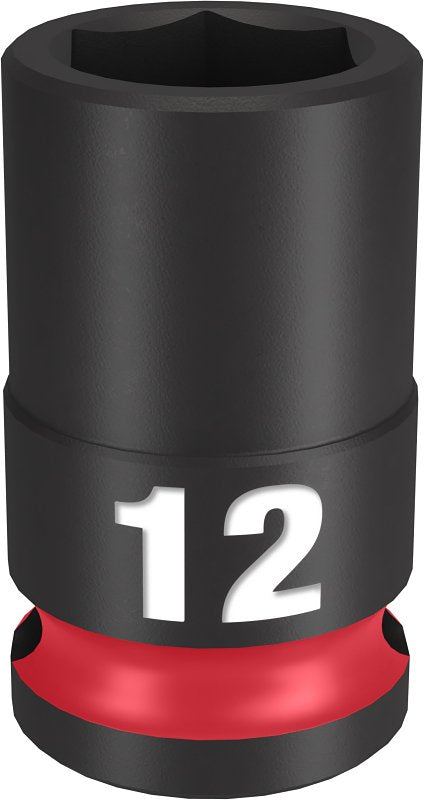 MILWAUKEE Milwaukee SHOCKWAVE Impact Duty 49-66-6136 Shallow Impact Socket, 12 mm Socket, 3/8 in Drive, Square Drive, 6-Point