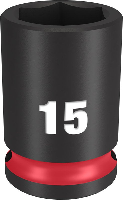 MILWAUKEE Milwaukee SHOCKWAVE Impact Duty 49-66-6139 Shallow Impact Socket, 15 mm Socket, 3/8 in Drive, Square Drive, 6-Point