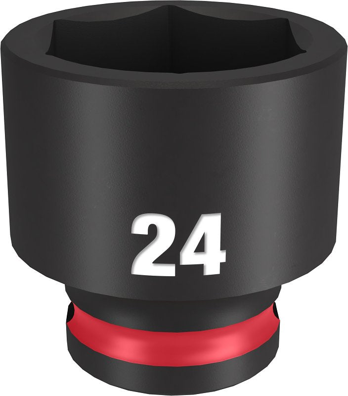 MILWAUKEE Milwaukee SHOCKWAVE Impact Duty Series 49-66-6147 Shallow Impact Socket, 24 mm Socket, 3/8 in Drive, Square Drive