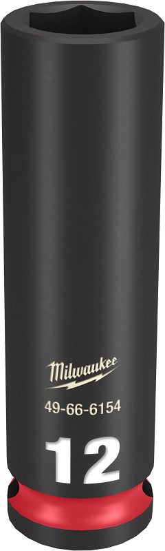 MILWAUKEE Milwaukee SHOCKWAVE Impact Duty Series 49-66-6154 Deep Impact Socket, 12 mm Socket, 3/8 in Drive, Square Drive, 6-Point