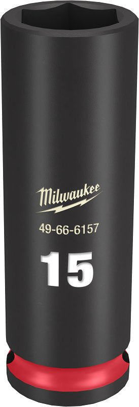 MILWAUKEE Milwaukee SHOCKWAVE Impact Duty Series 49-66-6157 Deep Impact Socket, 15 mm Socket, 3/8 in Drive, Square Drive, 6-Point