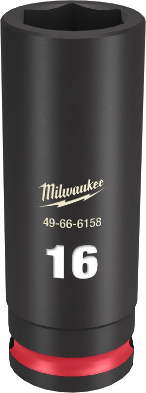 MILWAUKEE Milwaukee SHOCKWAVE Impact Duty 49-66-6158 Deep Impact Socket, 16 mm Socket, 3/8 in Drive, Square Drive, 6-Point