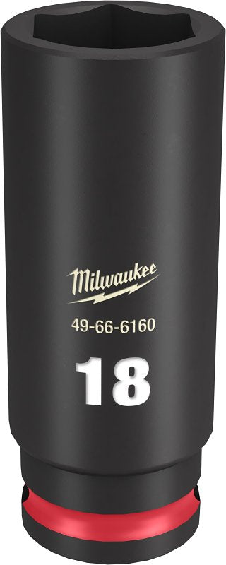 MILWAUKEE Milwaukee SHOCKWAVE Impact Duty Series 49-66-6160 Deep Impact Socket, 18 mm Socket, 3/8 in Drive, Square Drive, 6-Point