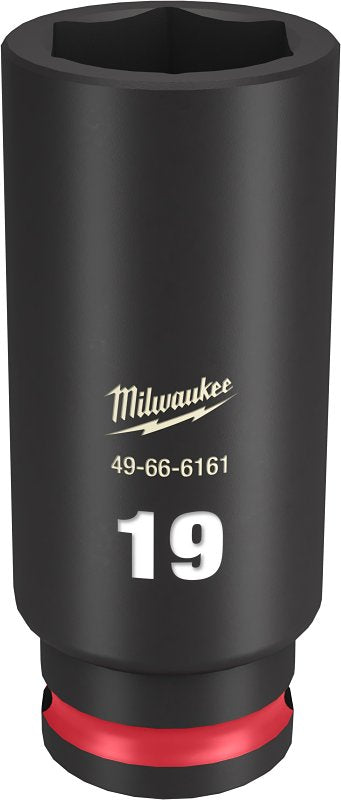 MILWAUKEE Milwaukee SHOCKWAVE Impact Duty 49-66-6161 Deep Impact Socket, 19 mm Socket, 3/8 in Drive, Square Drive, 6-Point