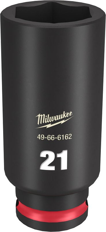 MILWAUKEE Milwaukee SHOCKWAVE Impact Duty Series 49-66-6162 Deep Impact Socket, 21 mm Socket, 3/8 in Drive, Square Drive, 6-Point