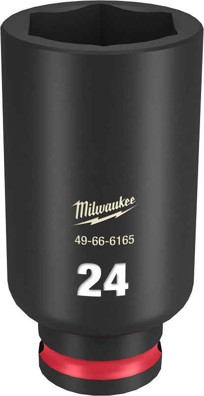 MILWAUKEE Milwaukee SHOCKWAVE Impact Duty Series 49-66-6165 Deep Impact Socket, 24 mm Socket, 3/8 in Drive, Square Drive, 6-Point TOOLS MILWAUKEE
