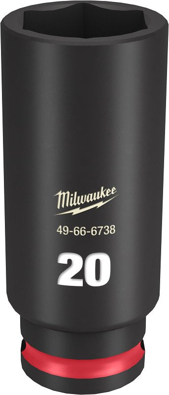 MILWAUKEE Milwaukee SHOCKWAVE Impact Duty Series 49-66-6738 Deep Impact Socket, 20 mm Socket, 3/8 in Drive, Square Drive, 6-Point TOOLS MILWAUKEE