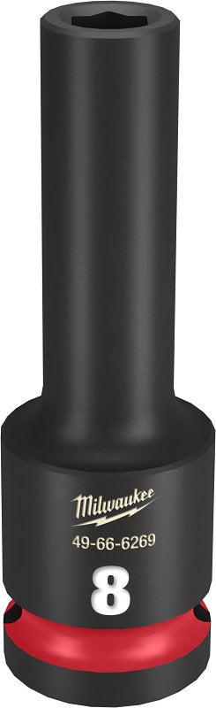 MILWAUKEE Milwaukee SHOCKWAVE Impact Duty Series 49-66-6269 Deep Impact Socket, 8 mm Socket, 1/2 in Drive, Square Drive, 6-Point