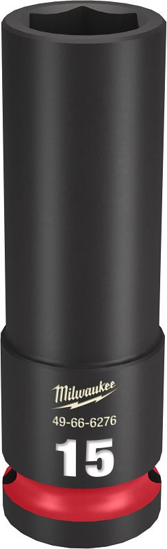 MILWAUKEE Milwaukee SHOCKWAVE Impact Duty Series 49-66-6276 Deep Impact Socket, 15 mm Socket, 1/2 in Drive, Square Drive, 6-Point TOOLS MILWAUKEE
