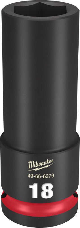 MILWAUKEE Milwaukee SHOCKWAVE Impact Duty Series 49-66-6279 Deep Impact Socket, 18 mm Socket, 1/2 in Drive, Square Drive, 6-Point TOOLS MILWAUKEE