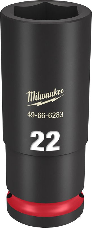 MILWAUKEE Milwaukee SHOCKWAVE Impact Duty Series 49-66-6283 Deep Impact Socket, 22 mm Socket, 1/2 in Drive, Square Drive, 6-Point TOOLS MILWAUKEE