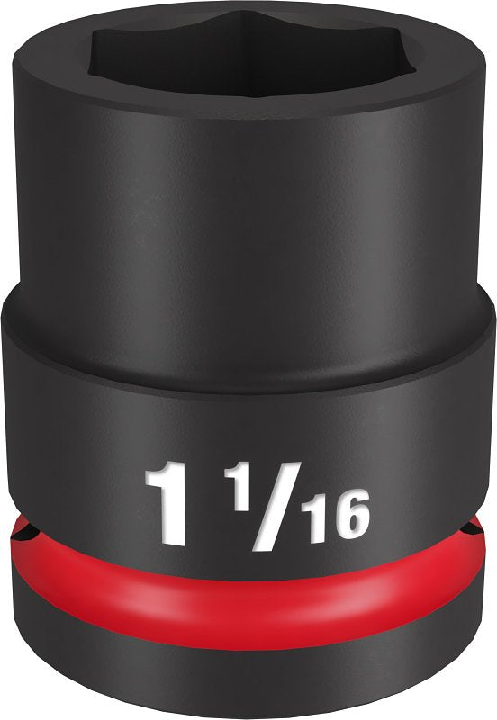 MILWAUKEE Milwaukee SHOCKWAVE Impact Duty Series 49-66-6308 Shallow Impact Socket, 1-1/16 in Socket, 3/4 in Drive, Square Drive TOOLS MILWAUKEE