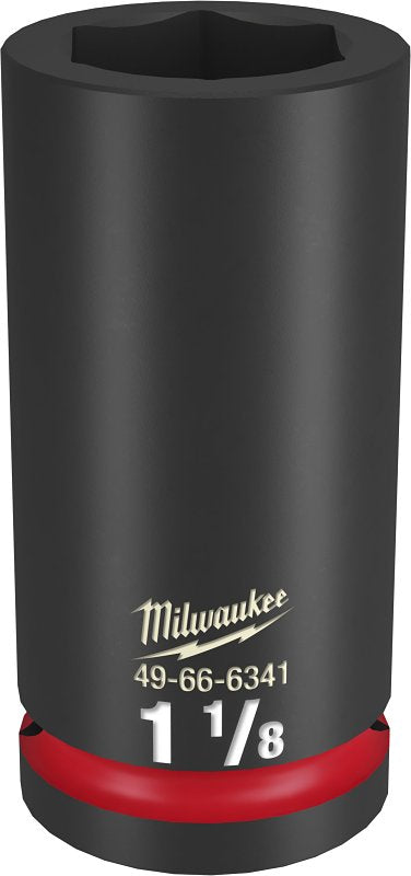 MILWAUKEE Milwaukee SHOCKWAVE Impact Duty 49-66-6341 Deep Impact Socket, 1-1/8 in Socket, 3/4 in Drive, Square Drive, 6-Point