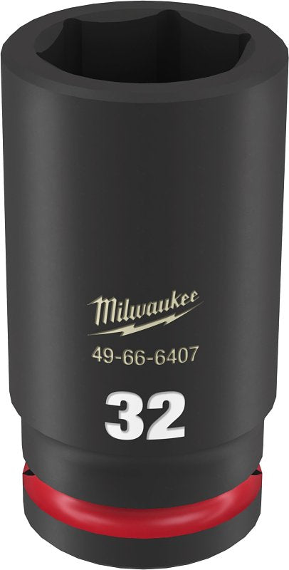 MILWAUKEE Milwaukee SHOCKWAVE Impact Duty 49-66-6407 Deep Impact Socket, 32 mm Socket, 3/4 in Drive, Square Drive, 6-Point