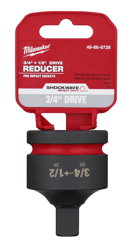 MILWAUKEE Milwaukee SHOCKWAVE Impact Duty 49-66-6728 Socket Reducer, 3/4 in Drive, 1/2 in Output Drive, 2.2 in L TOOLS MILWAUKEE