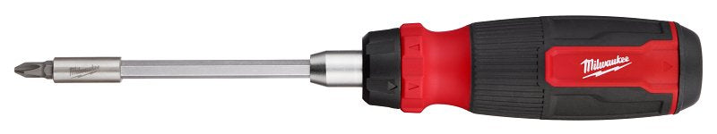MILWAUKEE Milwaukee 48-22-2903 14-in-1 Ratcheting Multi-Bit Screwdriver, 1/4 in Drive, Hex Drive, 10.12 in OAL, Plastic Handle