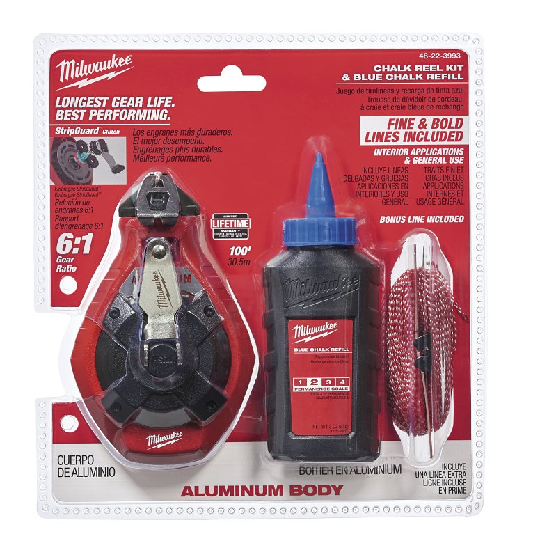 MILWAUKEE Milwaukee 48-22-3993 Chalk Reel Kit, 100 ft L Line, 6:1 Gear Ratio TOOLS MILWAUKEE