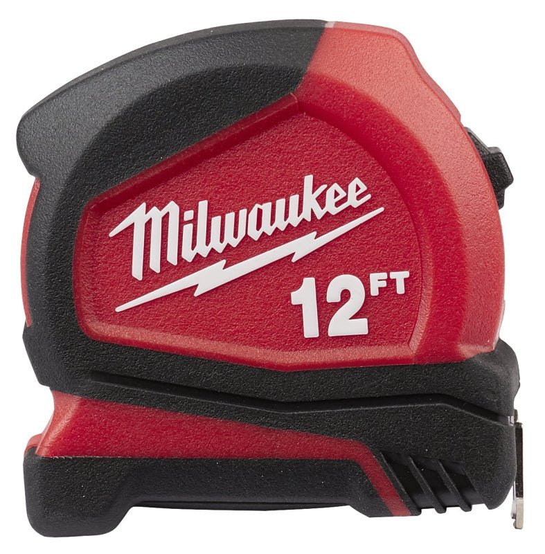 MILWAUKEE Milwaukee 48-22-6612 Tape Measure, 12 ft L Blade, 19 mm W Blade, Steel Blade, Plastic Case ELECTRICAL MILWAUKEE