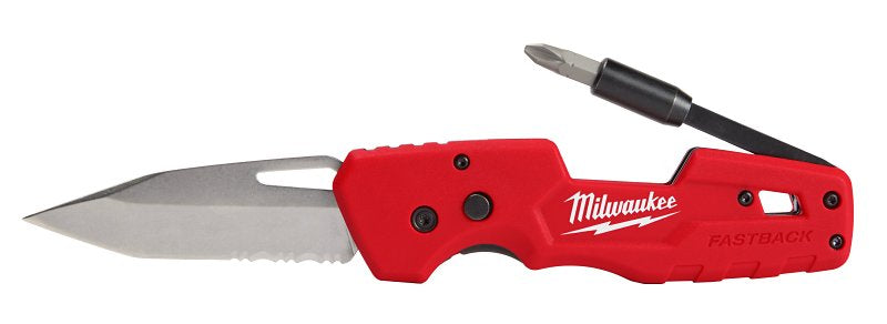 MILWAUKEE Milwaukee FASTBACK Series 48-22-1540 Folding Knife, 3 in L Blade, Stainless Steel Blade, 1-Blade, Red Handle SPORTS & RECREATION MILWAUKEE