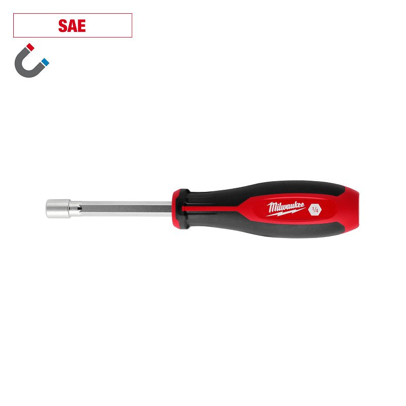 MILWAUKEE ELECTRICAL TO Milwaukee HollowCore Series 48-22-2551 Nut Driver, 1/4 in Drive, 7.2 in OAL, Tri-Lobe Handle, Red Handle, Magnetic TOOLS MILWAUKEE ELECTRICAL TO