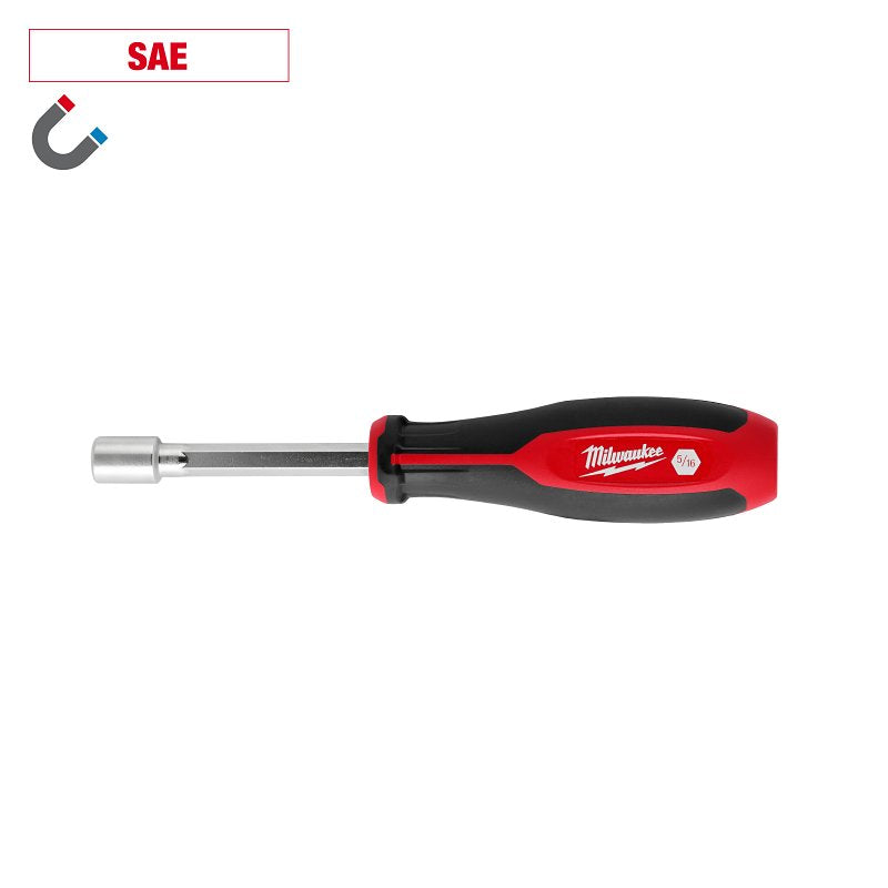 MILWAUKEE ELECTRICAL TO Milwaukee HollowCore Series 48-22-2552 Nut Driver, 5/16 in Drive, 7.2 in OAL, Tri-Lobe Handle, Red Handle, Magnetic