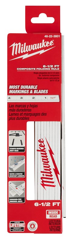 MILWAUKEE ELECTRICAL TO Milwaukee 48-22-3801 Folding Rule, SAE Graduation, White TOOLS MILWAUKEE ELECTRICAL TO