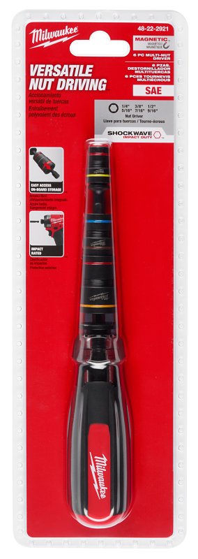 MILWAUKEE ELECTRICAL TO Milwaukee 48-22-2921 Multi-Nut Driver, 8-1/4 in OAL, Cushion Grip Handle, Red Handle, Magnetic, Rubber Handle