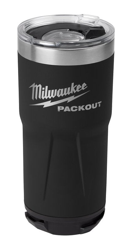 MILWAUKEE ELECTRICAL TO Milwaukee PACKOUT 48-22-8392B Tumbler, 20 oz, Sliding Magnetic Lid, Metal, Black, Insulated HOUSEWARES MILWAUKEE ELECTRICAL TO