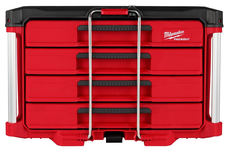 MILWAUKEE Milwaukee PACKOUT 48-22-8444 Toolbox, 50 lb, Polypropylene, 16.3 in L x 22.2 in W x 14.3 in H Outside, 4-Drawer TOOLS MILWAUKEE