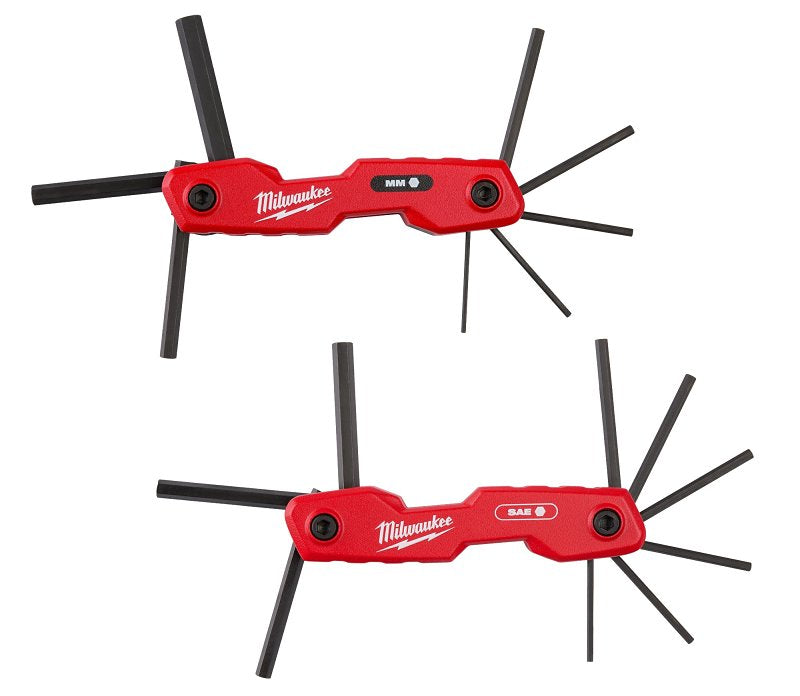 MILWAUKEE ELECTRICAL TO Milwaukee 48-22-2183 Folding Hex Key Set, Aluminum/Steel, Black Oxide, Black/Red