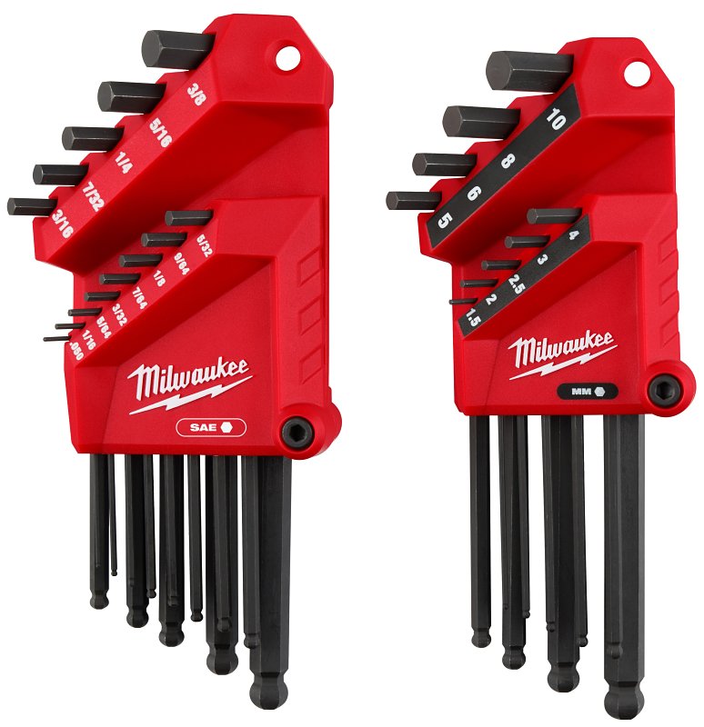 MILWAUKEE ELECTRICAL TO Milwaukee 48-22-2187 Ball End Hex Key Set, 22-Piece, Steel, Black Oxide, Black/Red