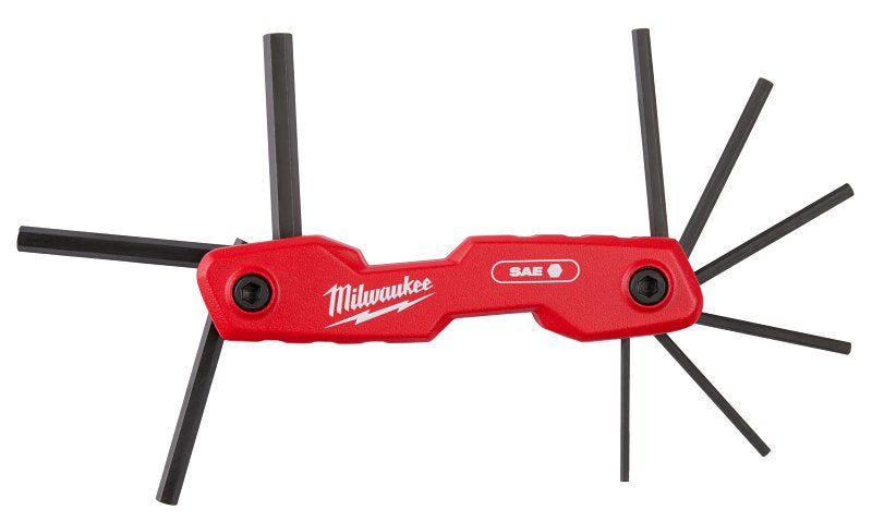 MILWAUKEE ELECTRICAL TO Milwaukee 48-22-2181 Folding Hex Key Set, Includes: 5/64, 3/32, 7/64, 1/8, 9/64, 5/32, 3/16, 7/32, 1/4 in SAE keys