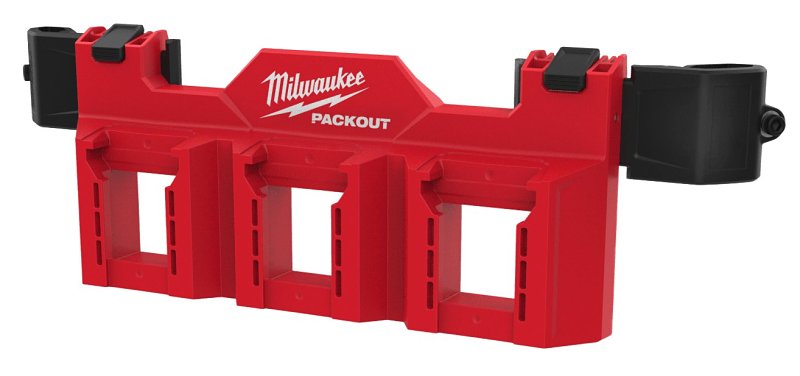 MILWAUKEE ELECTRICAL TO Milwaukee PACKOUT 48-22-8603 Tool Box Battery Rack Attachment, 3-Compartment, ABS/Polycarbonate, Black/Red TOOLS MILWAUKEE ELECTRICAL TO